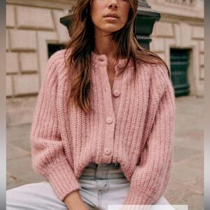 Sezane Emile cardigan mottled pink brand new